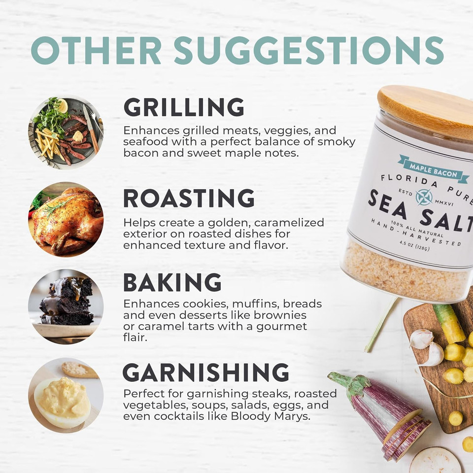 Florida Pure Salted Butter Sea Salt - 80+ Mineral Sea Salt, Natural, Unrefined, Non Iodized - For Baking, Cooking, Seasoning & Enhancing Taste - Hand-Harvested Flaky Sea Salt (4.5Oz Jar)