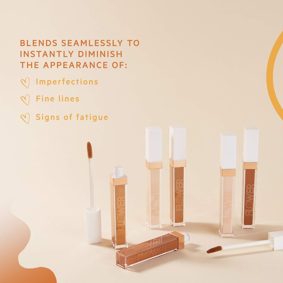Flower Beauty By Drew Barrymore Light Illusion Full Coverage Concealer - Diffuse Dark Under Eye Circles + Blurs Blemishes - Weightless Formula + Crease Proof Makeup (Deep)