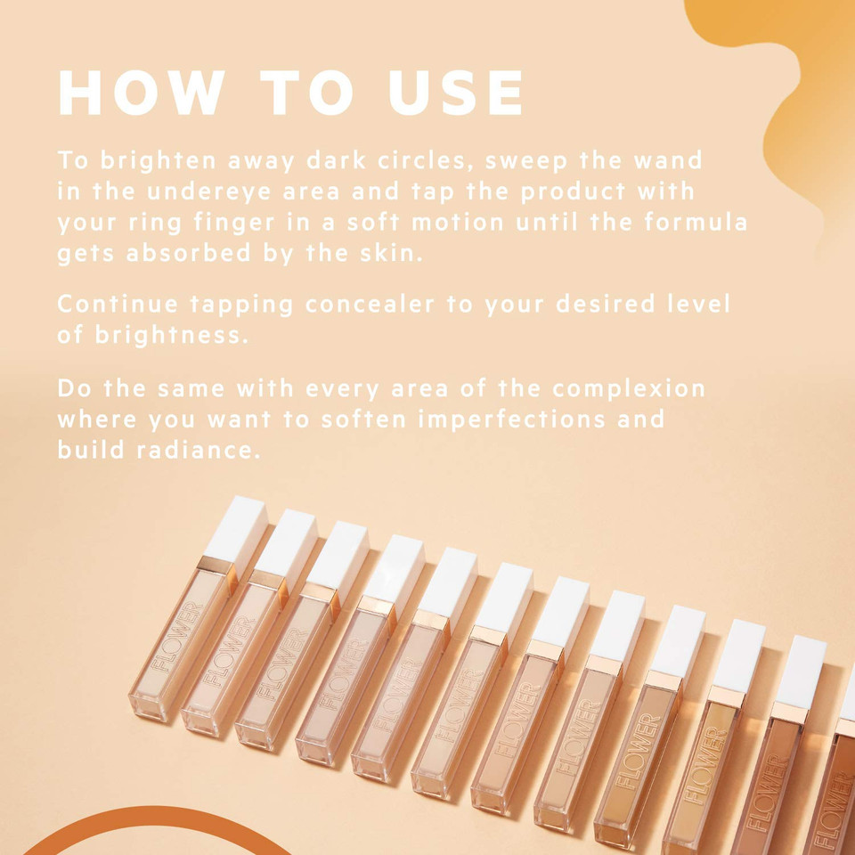 Flower Beauty By Drew Barrymore Light Illusion Full Coverage Concealer - Diffuse Dark Under Eye Circles + Blurs Blemishes - Weightless Formula + Crease Proof Makeup (Deep)