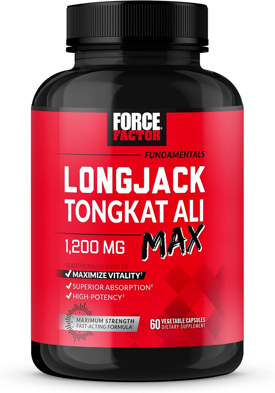 Force Factor Longjack Tongkat Ali 500Mg For MenS Hormones, Promote Male Energy, Vitality & Drive, Support Muscle & Strength, Longjack Capsules With Bioperine Black Pepper Extract, 30 Capsules