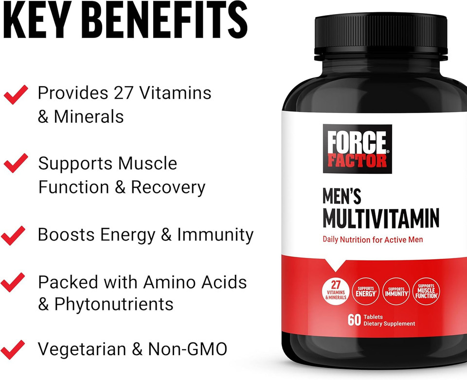 Force Factor MenS Multivitamins, Multivitamin For Men Plus Amino Acids Supplement With 27 Vitamins And Minerals, And Phytonutrients To Support Energy, And Immunity, 60 Tablets