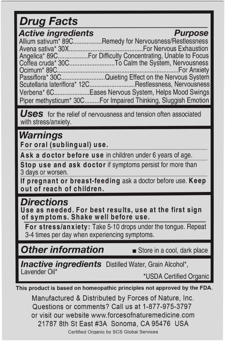 Forces Of Nature Calm Mood, Organic Homeopathic Medicine (1 Fl Oz)