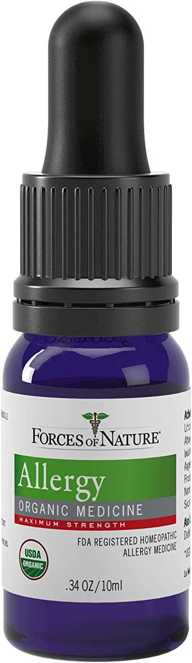 Forces Of Nature Natural Allergy Relief For Adults, Maximum Strength Non Drowsy Drops, Organic Homeopathic Medicine For Allergies, Runny Nose, Itchy Eyes, Throat And Mouth Irritation, 1 Fl Oz