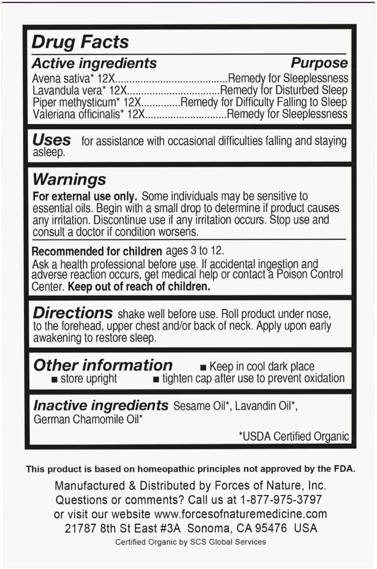 Forces Of Nature Sleep Support For Kids, Organic Formula, Non-Gmo, Helps Promote Restful Sleep, 4Ml