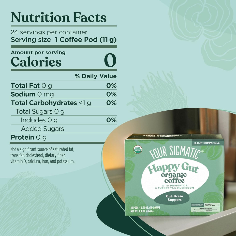 Four Sigmatic High Caffeine Mushroom Coffee K-Cups | Organic Dark Roast Coffee With LionS Mane & Yacon | Focus & Immune Support | Vegan & Keto | Sustainable Pods | 48 Count