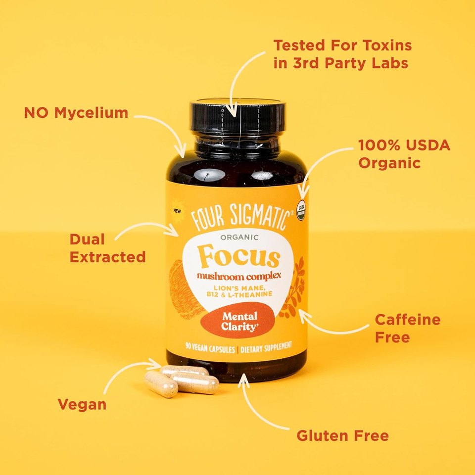 Four Sigmatic Memory Capsules | Reduce Brain Fog & Improve Memory | Nootropic Supplement For Brain Support With Cordyceps Mushroom, Gotu Kola, Turmeric, Ashwagandha & Folate | 30 Servings