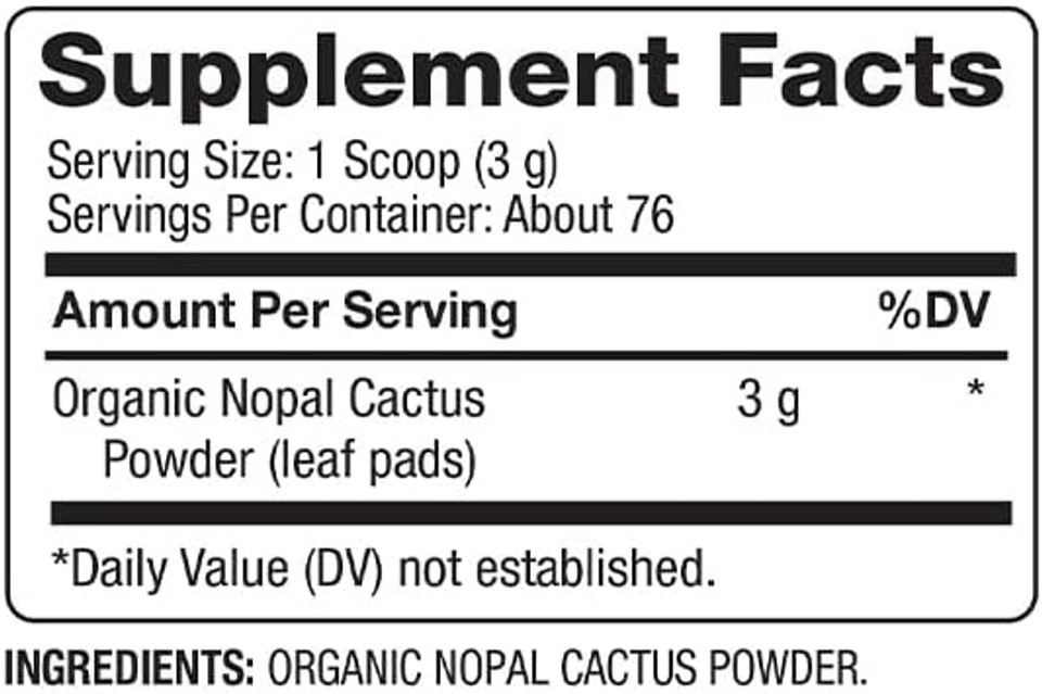 Bareorganics Nopal Cactus Powder | Usda Organic, Vegan, Non-Gmo, Gluten-Free | Super Fruit, 8Oz