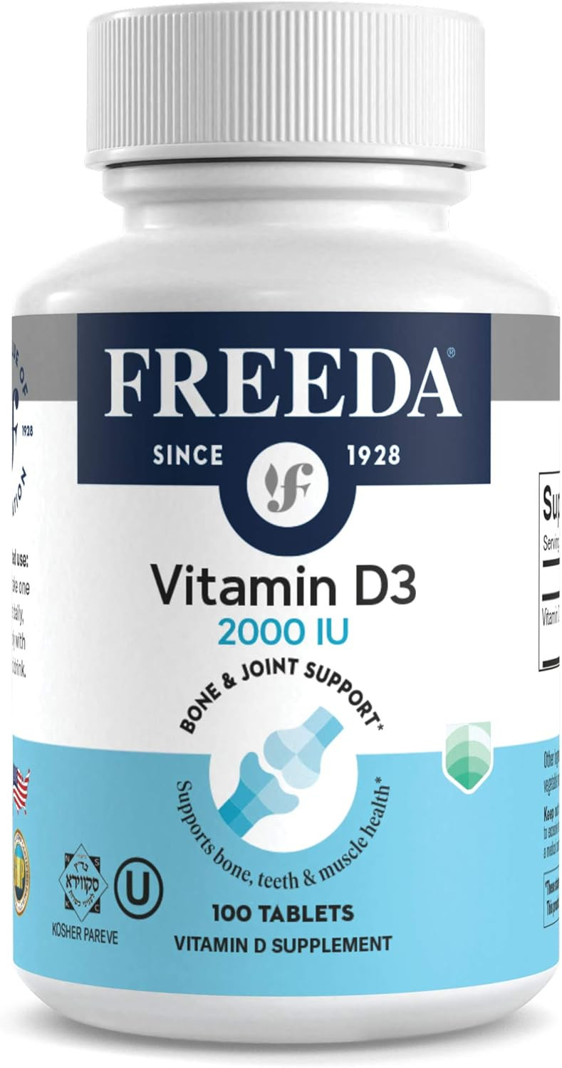 Freeda Vitamin D3-2000 Iu  High-Potency Vitamin D For Bone Strength & Immune Support  Easy-To-Swallow Tablets  250 Tiny Tablets