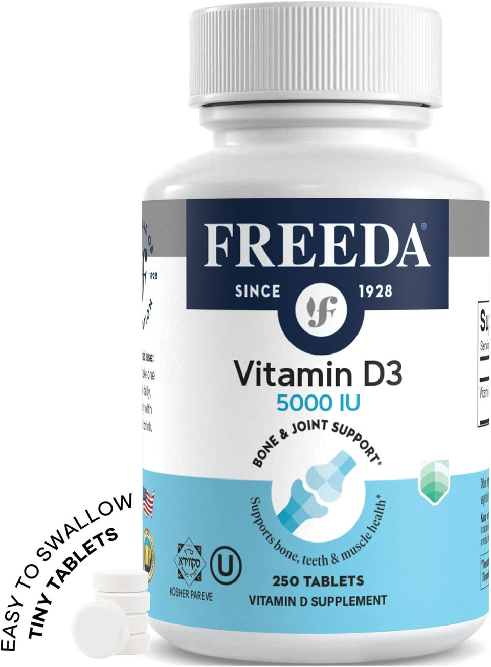 Freeda Vitamin D3-5000 Iu  High-Potency Vitamin D For Bone Strength & Immune Support  Easy-To-Swallow Tablets  100 Tiny Tablets