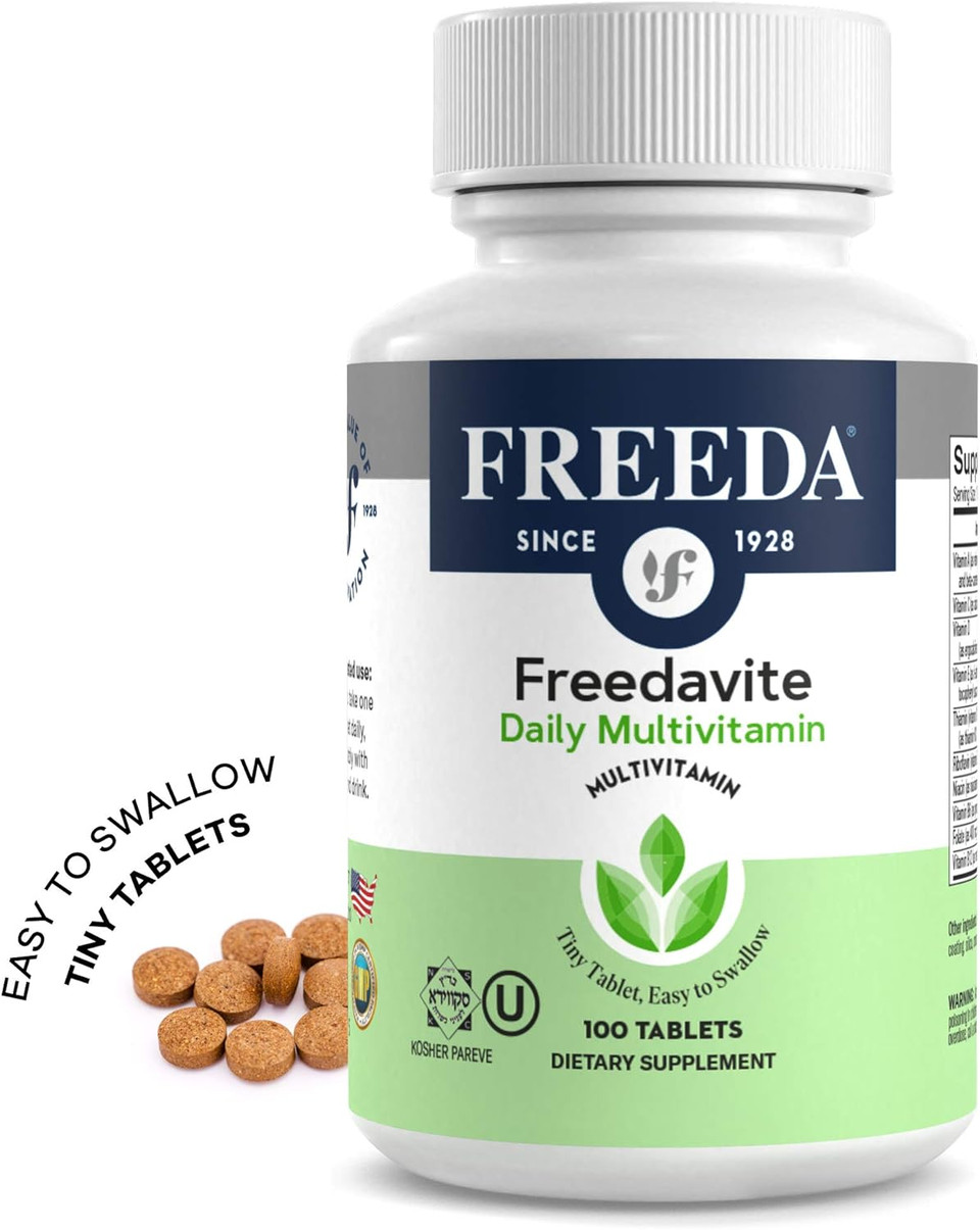 Freedavite Tiny Tablet - Moderate Multivitamin For Men And Women - Vitamin A, C, D, E, B1, B2, B6, B12, Biotin, Calcium, Zinc, Iron, Magnesium, Manganese, Copper, Selenium, Iodine - 100 Count