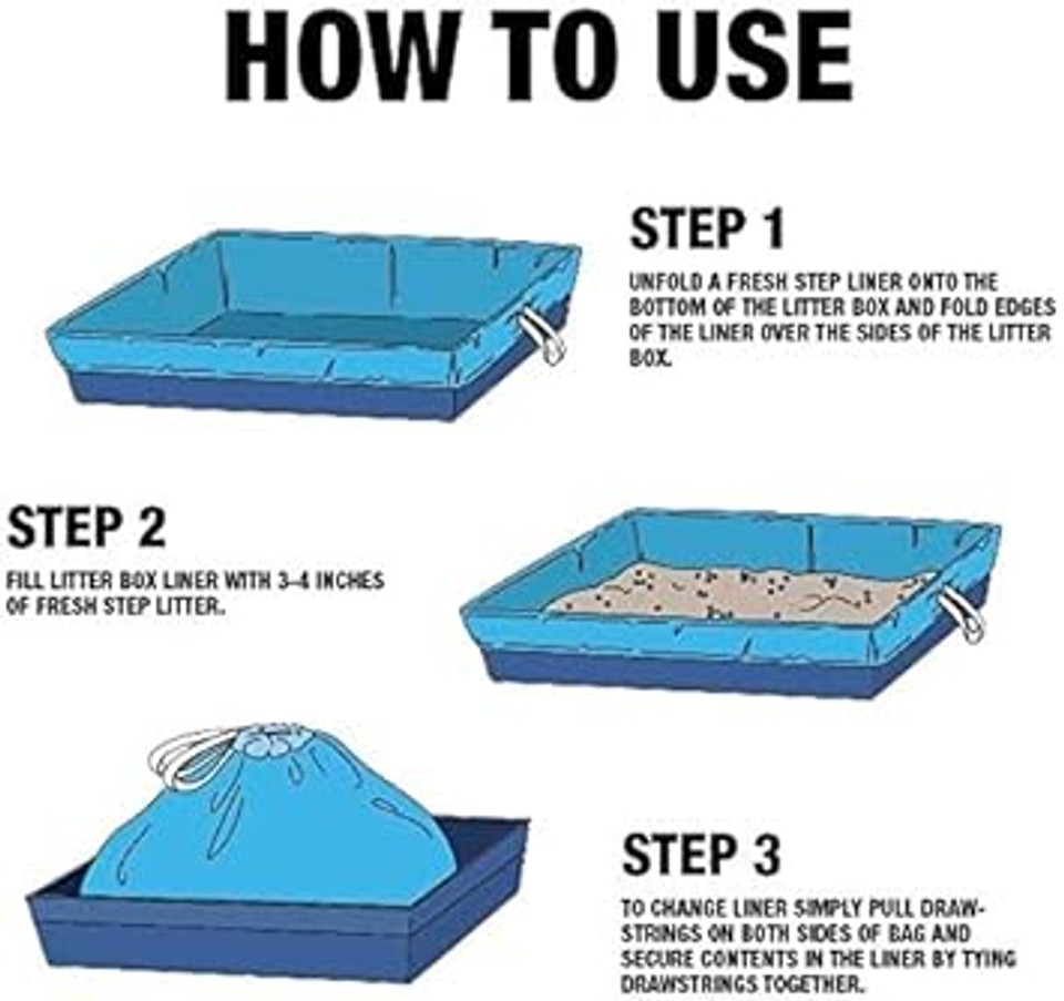 Fresh Step Drawstring Cat Litter Box Liners, Scented, Jumbo Size, 3" X 19" - 7 Count | Kitty Litter Bags, Cat Litter Liners For All Cats To Keep Your Home Clean