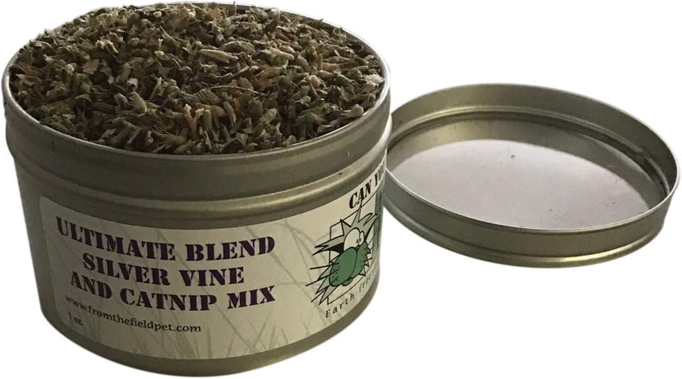 From The Field | Ultimate Blend Catnip & Silver Vine Mix 1 Oz Tin | Potent Natural Cat Treat | Usa-Grown & Eco-Friendly | Great For Cats Unresponsive To Catnip | Encourages Play & Exercise