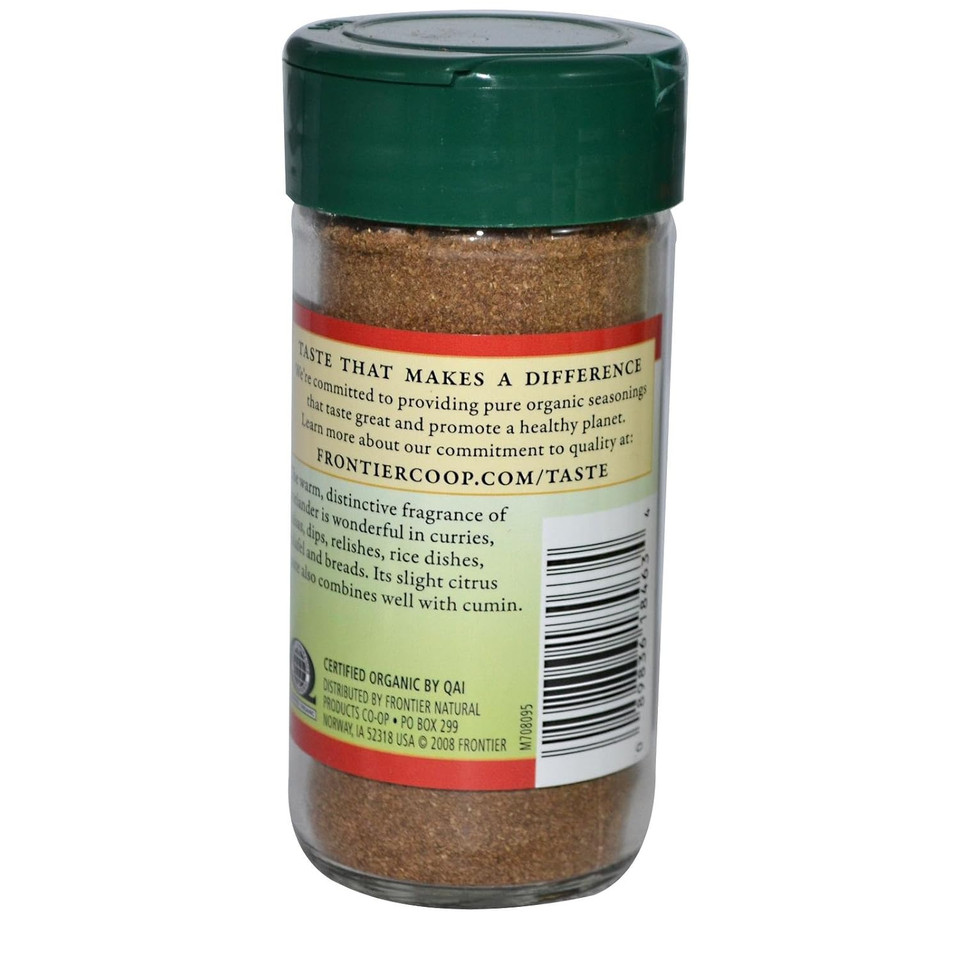 Frontier Co-Op Organic Ground Coriander Seed, 1.66 Ounce Bottle, Rich, Bright Aroma, Slight Citrus Undertones