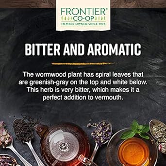 Frontier Co-Op Organic Wormwood Herb, 1Lb Bulk Bag, Cut And Sifted - Artemisia Absinthium | Wormwood Tea And Herbal Uses, Kosher