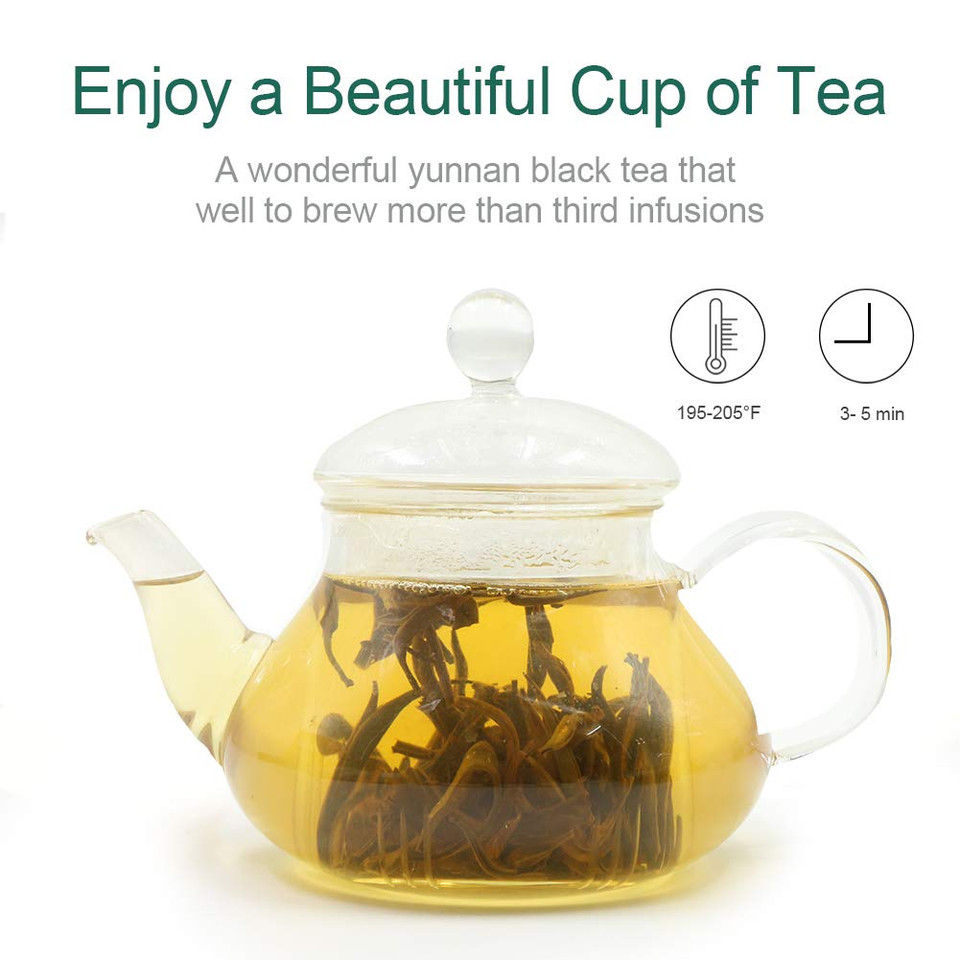 Fullchea - Imperial Golden Monkey Black Tea - Yunnan Loose Leaf - Naturally Roasted Nuts Flavor - 4Oz / 113G