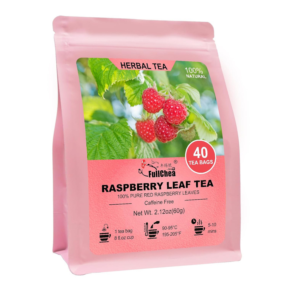Fullchea - Raspberry Leaf Tea Bag, 40 Teabags - Natural Pregnancy Tea - Pure Red Raspberry Leaf Herbal Tea - Non-Gmo - Caffeine-Free - Help Childbirth & Support Menstrual