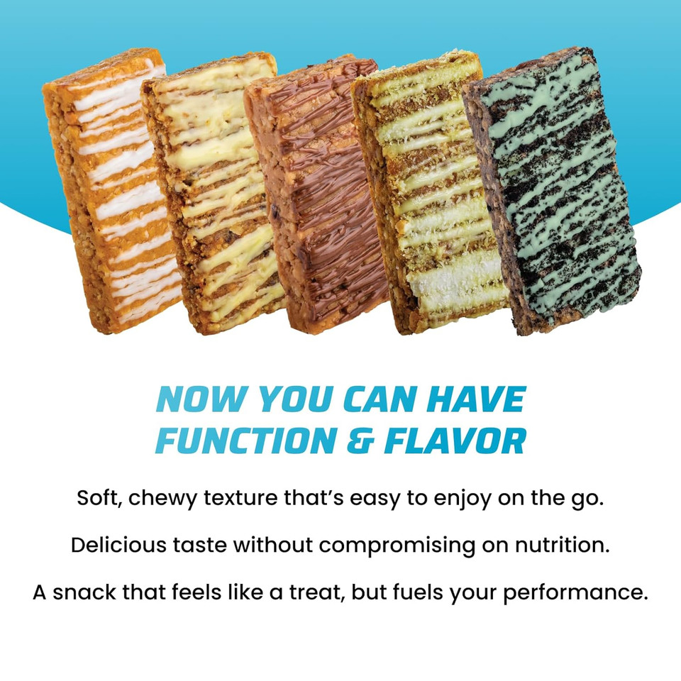 Functional Protein Bars - High-Performance Energy Snacks With Caffeine - Low Sugar & Non-Gmo - Gluten Free Protein Bars For Workout & Energy Boosting | Golden Vanilla Cookies 'N Cream -12 Count