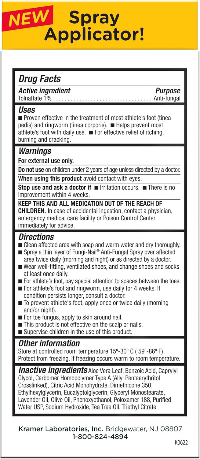 Fungi-Nail Anti-Fungal Foot Spray, Kills Fungus That Can Lead To Nail & AthleteS Foot With Tolnaftate & Clinically Proven To Cure Infections - 1 Oz