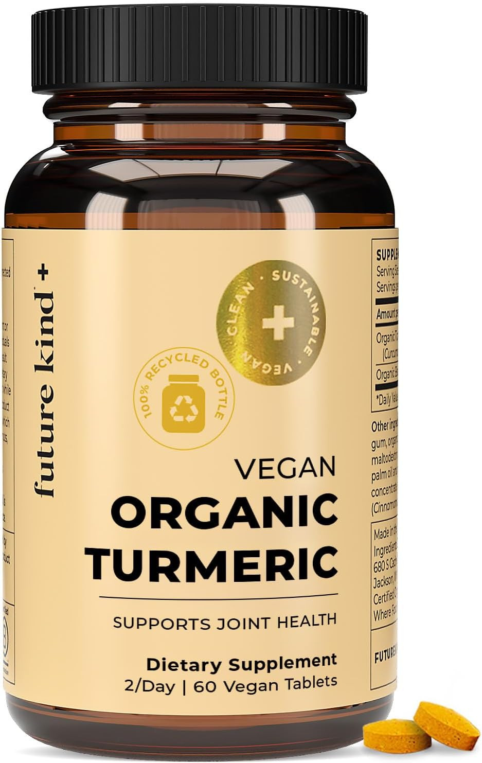 Future Kind Turmeric Supplement (60 Ct) - Vegan Turmeric Curcumin Supplement For Joint Support, Skin & Immunity - 1400Mg Turmeric Curcumin With Black Pepper Fruit, Gluten-Free & Non-Gmo