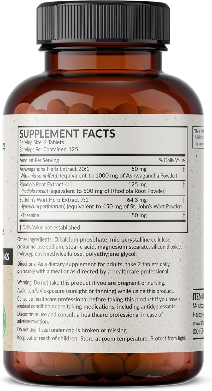 Futurebiotics Chill Pill + Ashwagandha, Rhodiola, St. JohnS Wort, & L-Theanine - Non-Gmo, 120 Vegetarian Tablets