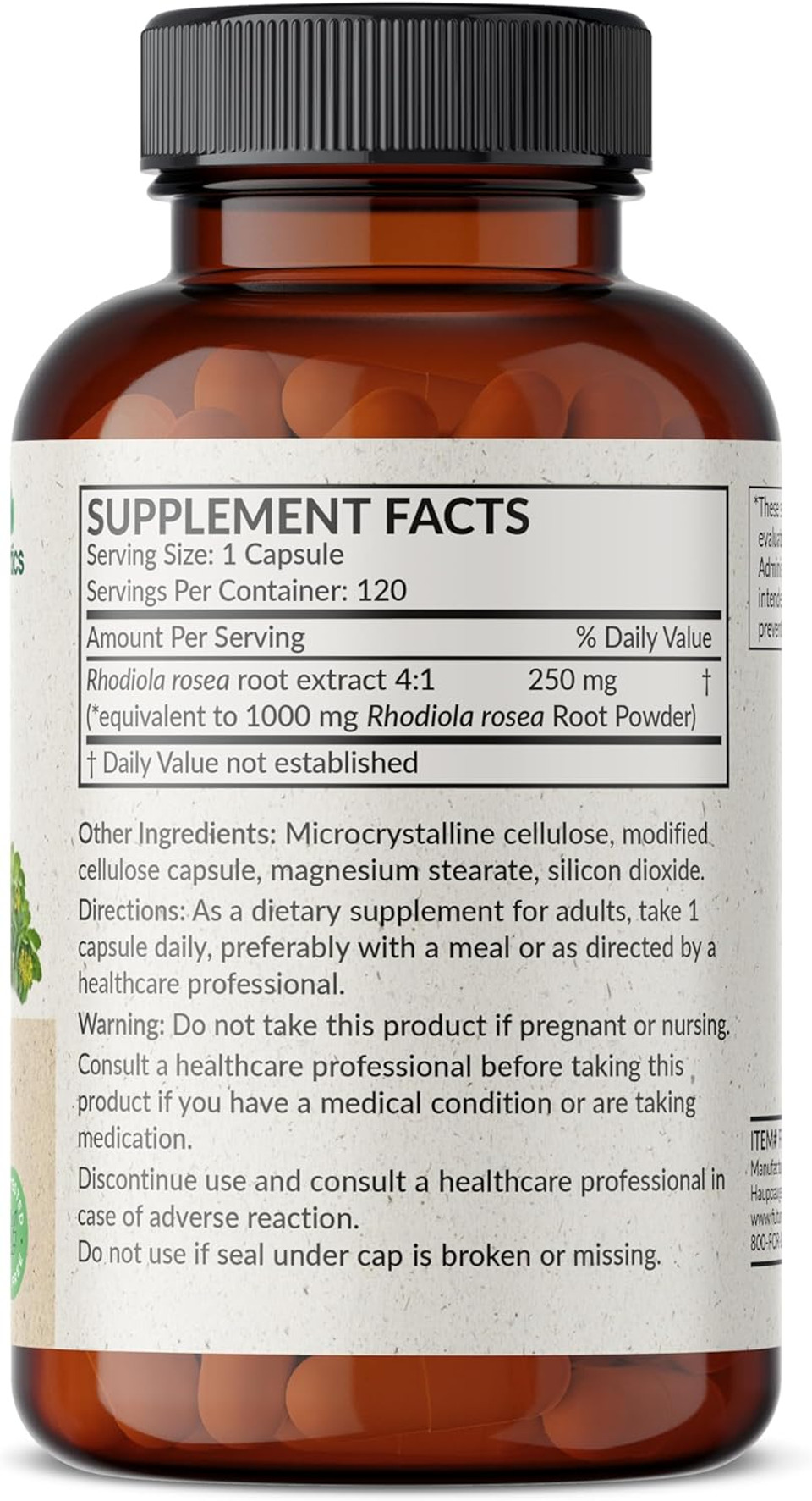 Futurebiotics Rhodiola Rosea Powder Adaptogenic Herb Vegetarian Capsules, 60 Count
