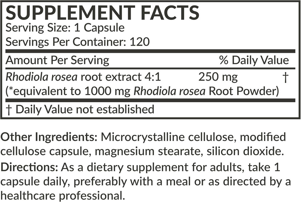 Futurebiotics Rhodiola Rosea Powder Adaptogenic Herb Vegetarian Capsules, 60 Count