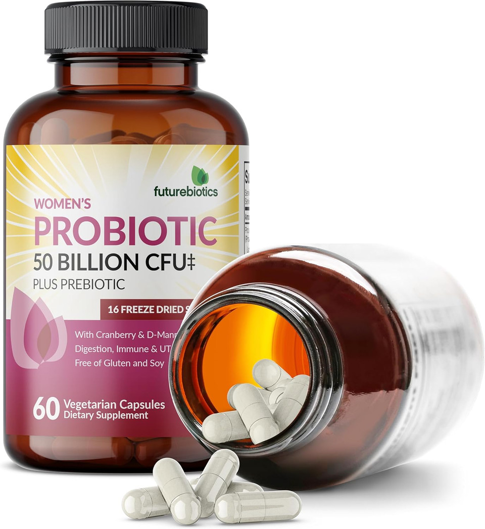Futurebiotics Women'S Probiotic 50 Billion Cfu + Prebiotic With Cranberry & D-Mannose  Digestion Immune And Urinary Tract Support, Non-Gmo, 60 Vegetarian Capsules