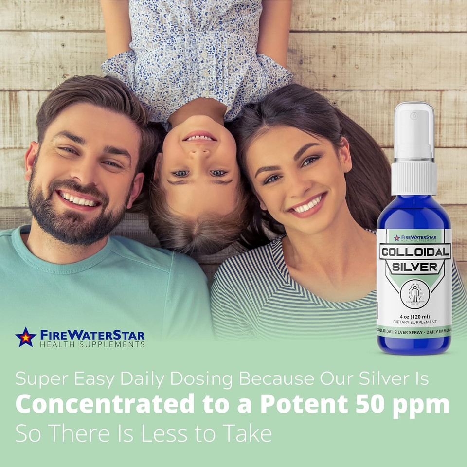 Fws Colloidal Silver Spray - 4 Oz - Clear Silver - 50 Ppm - 99.99% Pure Silver - Daily Immune Support