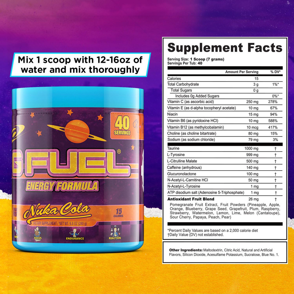 G Fuel Cyberpunk Edgerunners Energy Powder, Pre Workout Caffeine Mix For Gaming, Sugar Free Focus Amino, Vitamin + Antioxidants, 9.9Oz (Grape Banana Apple, 40 Servings)