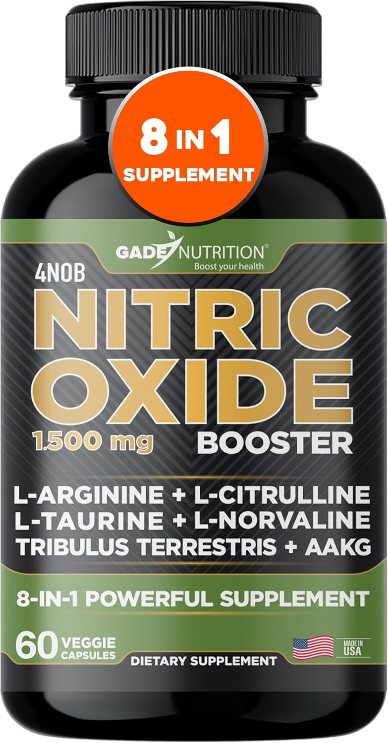 Gade Nutrition Nitric Oxide Supplement - L Arginine Capsules  Helps To Improve Energy, Endurance & Performance - Pre Workout - Muscle Builder - With All Essential Amino Acid And Maca Root