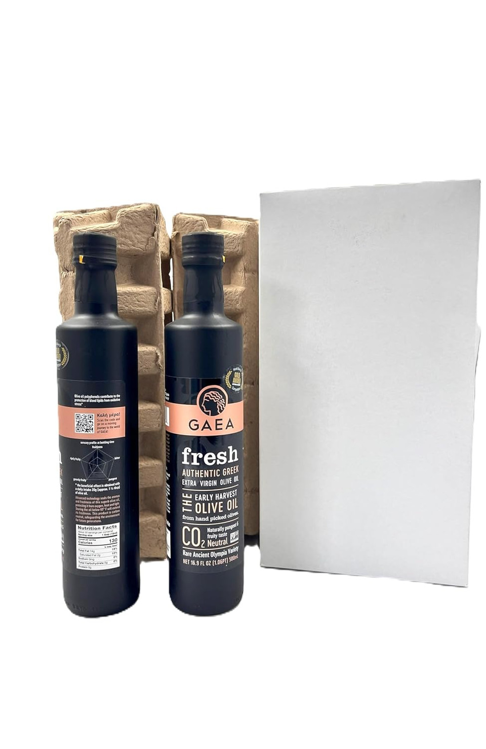 Gaea Limited Edition Greek Extra Virgin Olive Oil | First Cold Pressed | Non-Gmo | Full Flavor For Dressings | 33.8Oz Total In 2 X 16.9Oz Glass Bottles