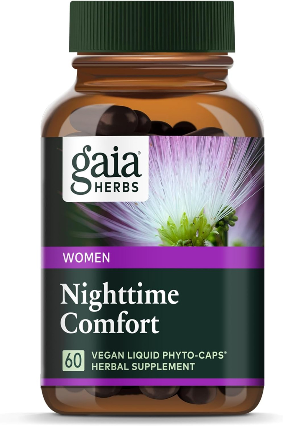Gaia Herbs Nighttime Comfort - Menopause Supplement For Women - With Black Cohosh, Mimosa, Passionflower & St. JohnS Wort - 60 Vegan Liquid Phyto-Caps (30 Servings)