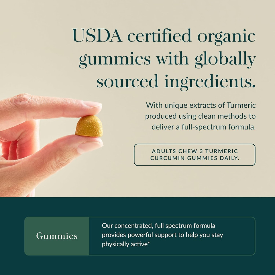 Gaia Herbs Turmeric Supreme Extra Strength Gummies - Supports Swelling Relief To Help Maintain An Active Lifestyle - Lemon Ginger Flavor - 60 Vegan Organic Gummies (20-Day Supply)