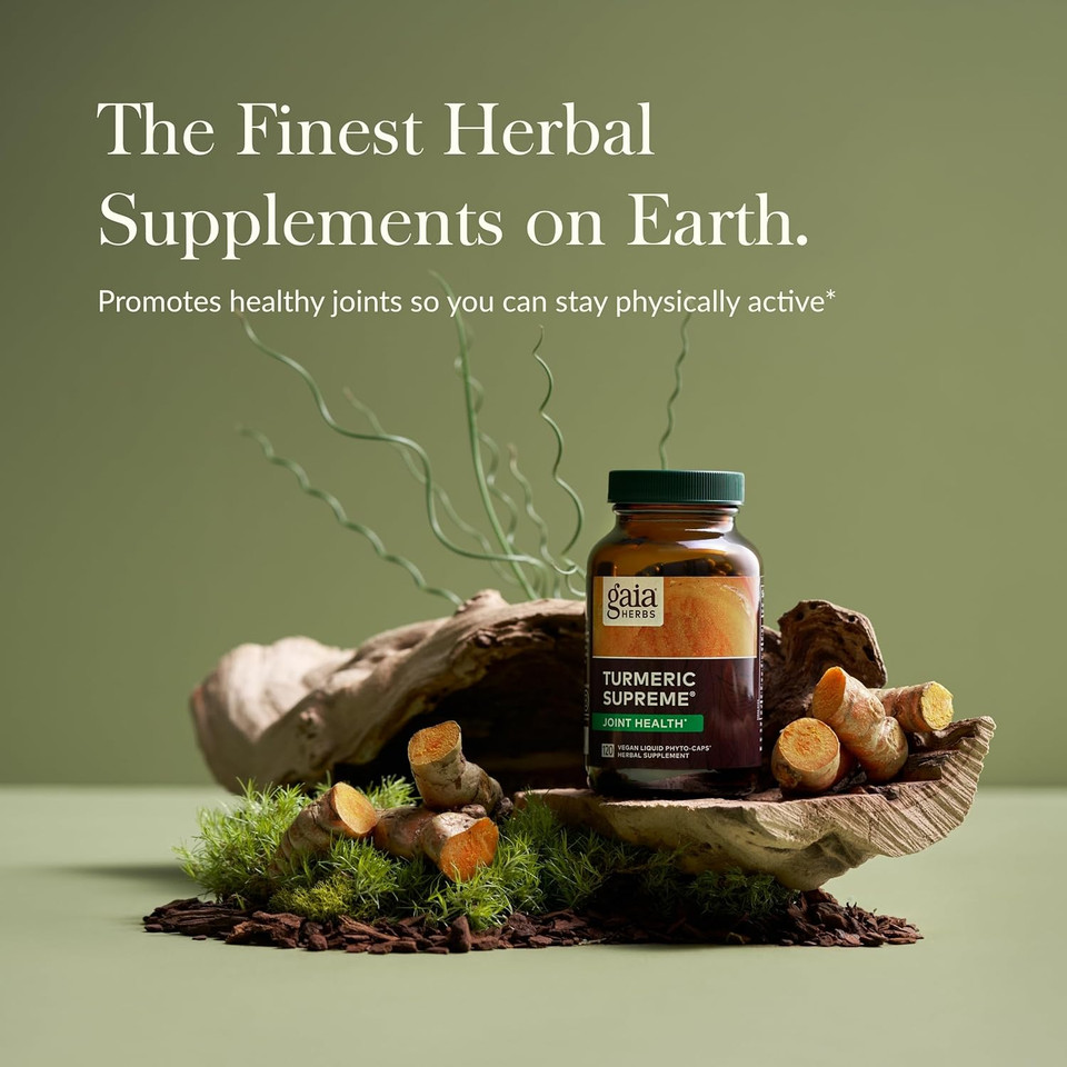 Gaia Herbs Turmeric Supreme Joint Health - Joint Support Supplement - With Quercetin, Black Pepper, Boswellia, Ginger Root, Curcuminoids, & More-120 Liquid Phyto-Capsules (30-Day Supply)
