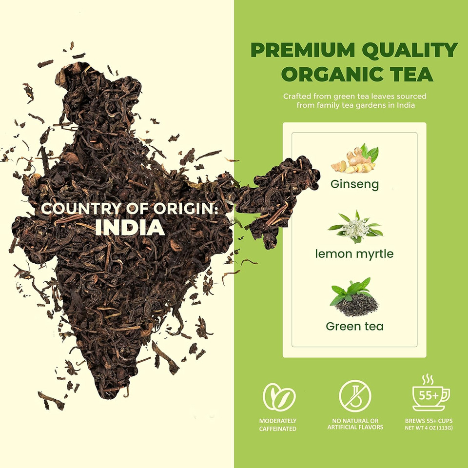 Gardenika Organic Ginseng Green Loose Leaf Tea  Kosher, No Natural Or Artificial Flavors  4 Oz