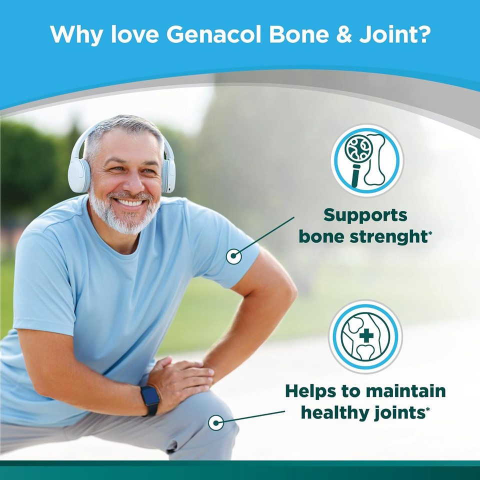 Genacol Bone & Joint  Calcium, Vitamin D3, Boron & Ultra-Hydrolyzed Collagen, Health Supplement, Supports Bone Strength, 90 Capsules (30-Day Supply)