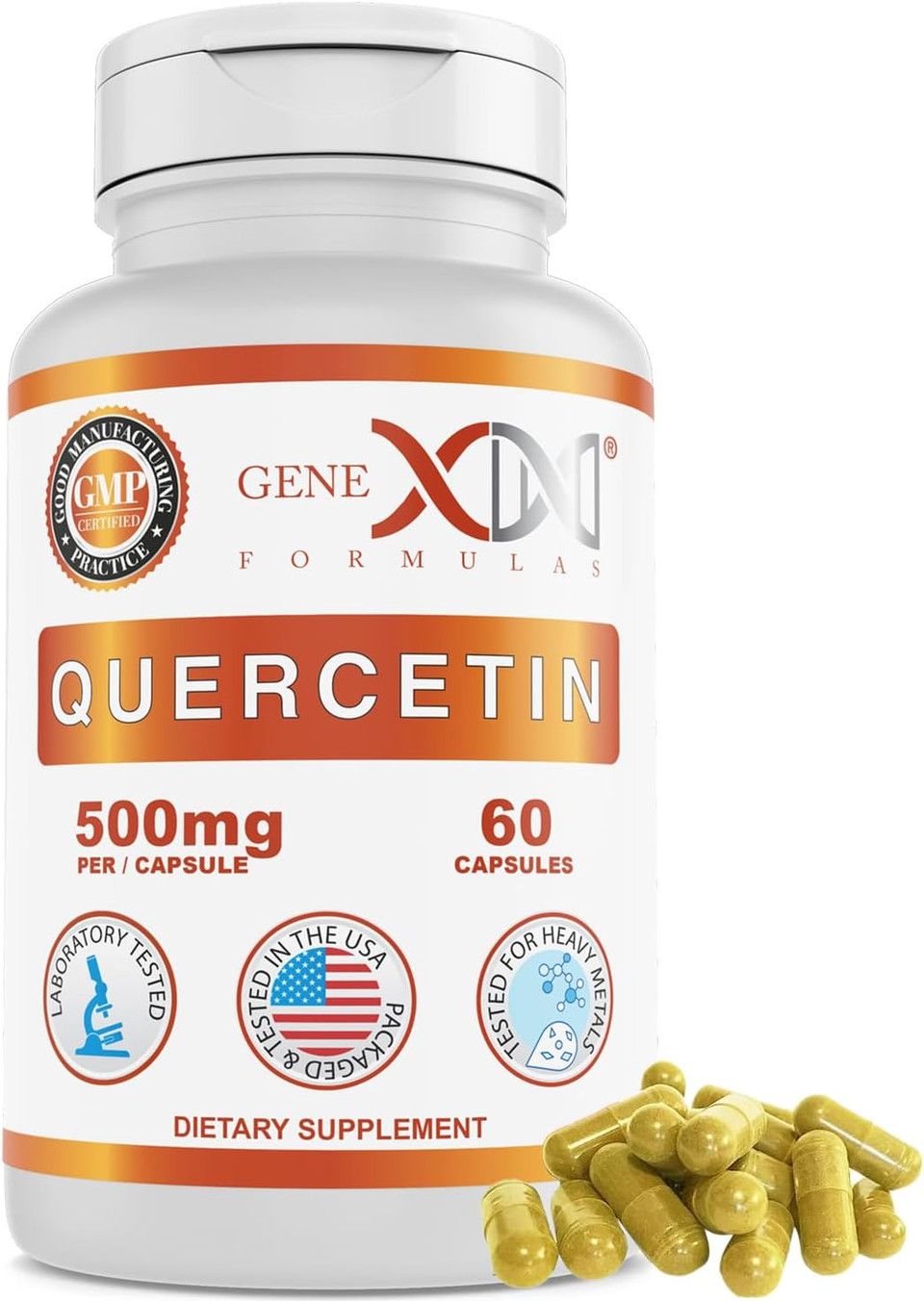 Genex Formulas Quercetin 500Mg -60 Capsules For 60 Day Supply - Supplement For Immune Support, Antioxidant And Allergy Protection, Non-Gmo, Gluten-Free