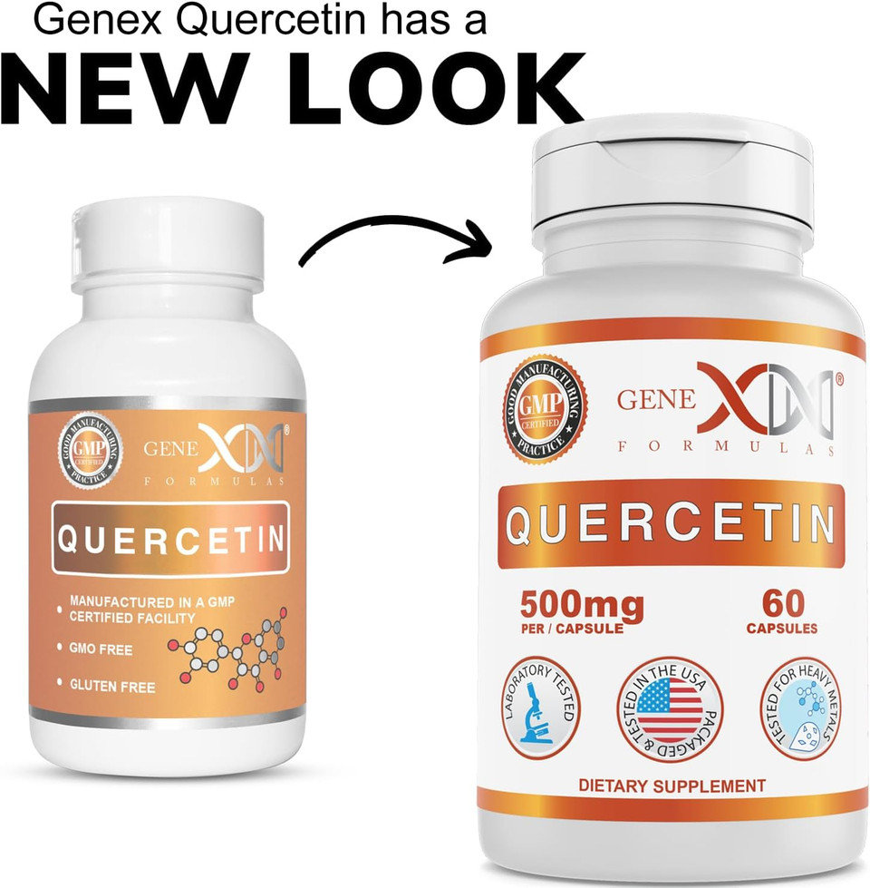 Genex Formulas Quercetin 500Mg -60 Capsules For 60 Day Supply - Supplement For Immune Support, Antioxidant And Allergy Protection, Non-Gmo, Gluten-Free