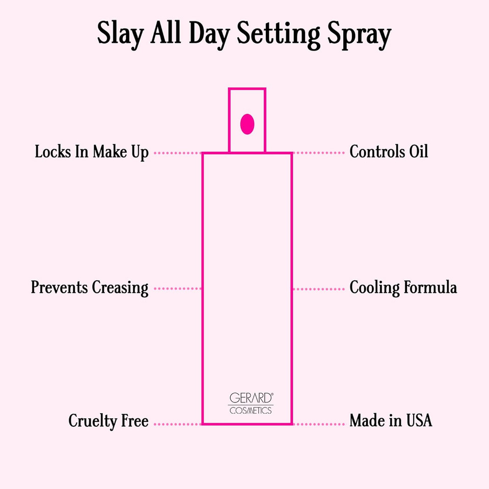Gerard Cosmetics Slay All Day Makeup Setting Spray (Lavender Scented), Matte Finish With Oil Control, Cruelty Free, Long Lasting Finishing Spray, 3.38Oz (100Ml)