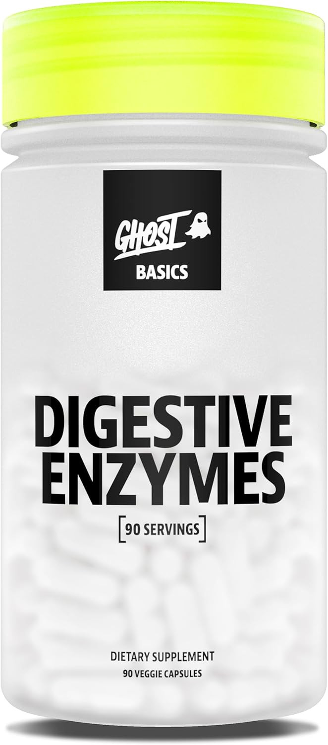 Ghost Basics Digestive Enzymes Supplement For Men & Women - Multi-Enzymes, Probiotics & Prebiotics For Supporting Digestion & Gut Health - Vegan Friendly - 90 Veggie Capsules