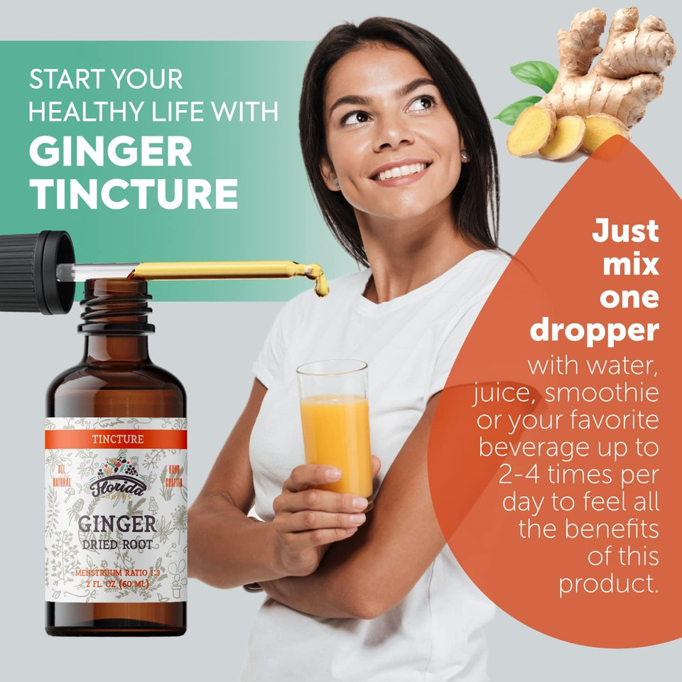 Ginger Tincture, Organic Ginger Extract (Zingiber Officinale) Dried Root, Ginger Supplement, Ginger Usa