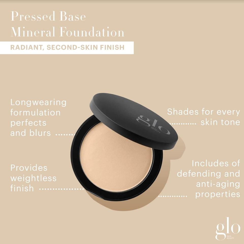 Glo Skin Beauty Pressed Base Powder Foundation Makeup (Cocoa Light) - Flawless Coverage For A Radiant Natural, Second-Skin Finish
