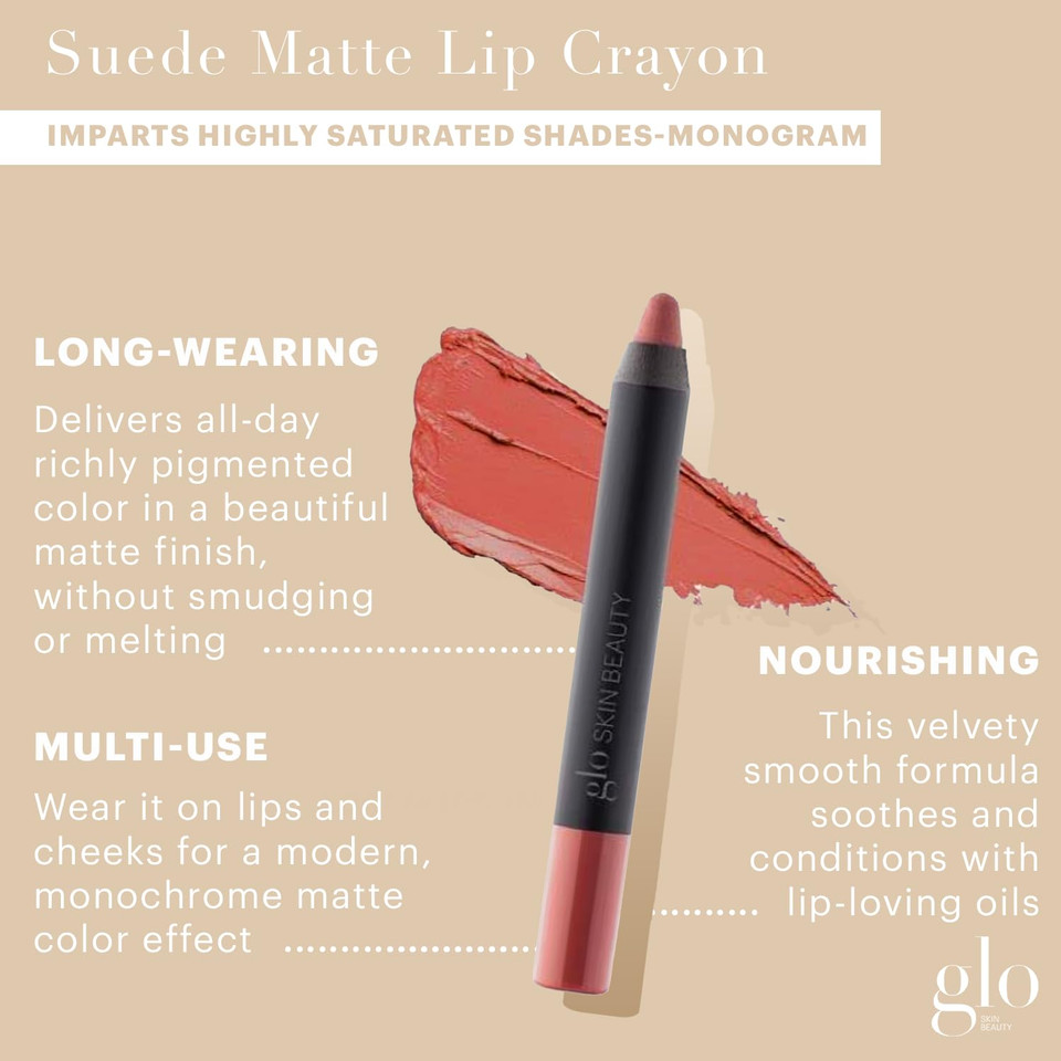 Glo Skin Beauty Suede Matte Lip Crayon (Trademark) - Longwearing Formula Stays On All Day, With Conditioning Shea Butter + Mango Seed Oil For A Velvety Smooth Finish