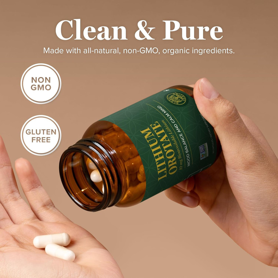 Global Healing Center - Lithium Orotate 10Mg - Non-Gmo, Gluten Free, Vegan Friendly Brain Health Lithium Supplement For Supporting Mood, Function, And Clarity (60 Capsules)