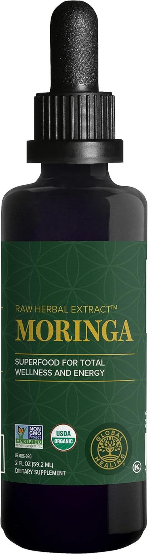 Global Healing Center - Organic Moringa Oleifera Extract Liquid Drops, Moringa Supplement-Vegan From Tree Leaves-Max Absorption Of Vitamins And Minerals- More Potency Than Powder Form (2 Fl Oz)