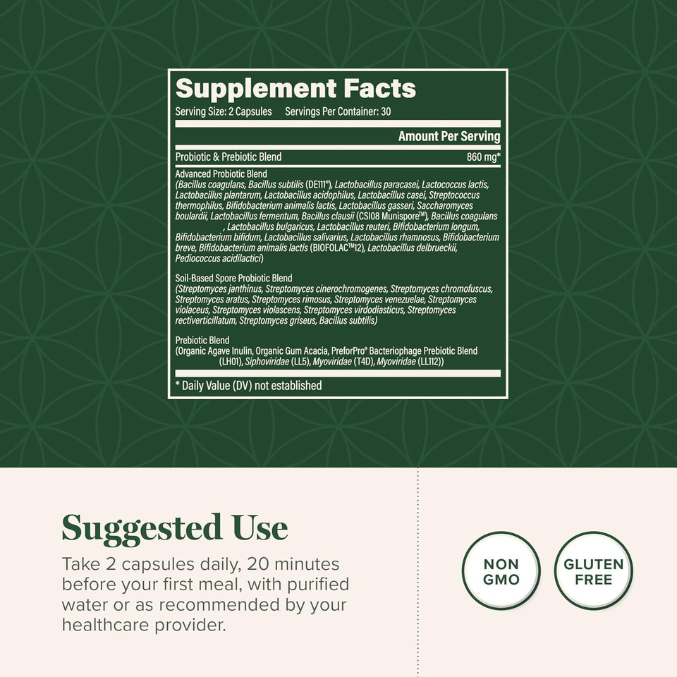 Global Healing Center - Ultimate Probiotic Blend Supplement (Floratrex) With Prebiotics For Healthy Digestion, Digestive Tract, & Immune System, Men & Women, 100 Billion Cfu, 36 Strains (60 Capsules)