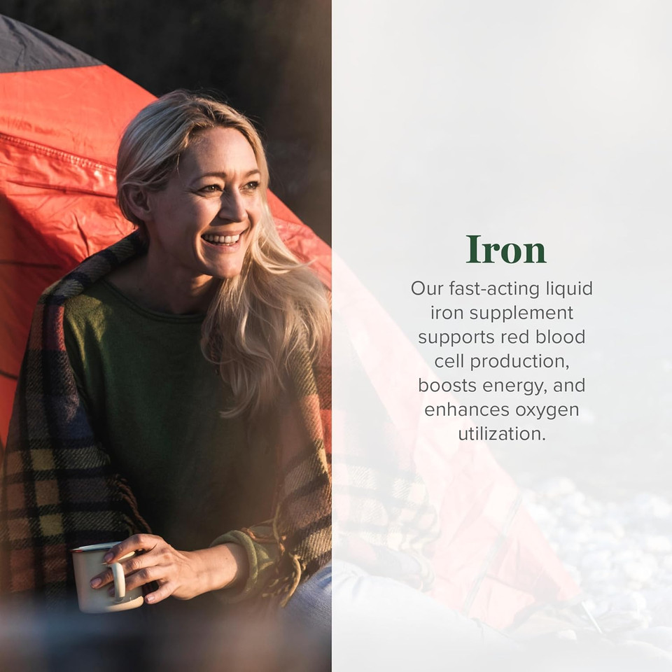 Global Healing Iron Supplement For Women And Men - Blood Builder Liquid Iron Vitamin With Curry Plant Extract - Natural Energy To Combat Fatigue, Brain Health & Oxygen Level Support (2 Oz)