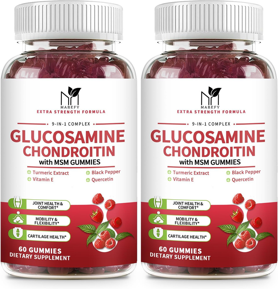 Glucosamine Chondroitin Gummies Triple Strength (1,000Mg Glucosamine,750Mg Chondroitin) With Msm, Turmeric, Quercetin, Vitamin E, Joint Support Supplement, Antioxidant 60 Gummies Raspberry Flavor