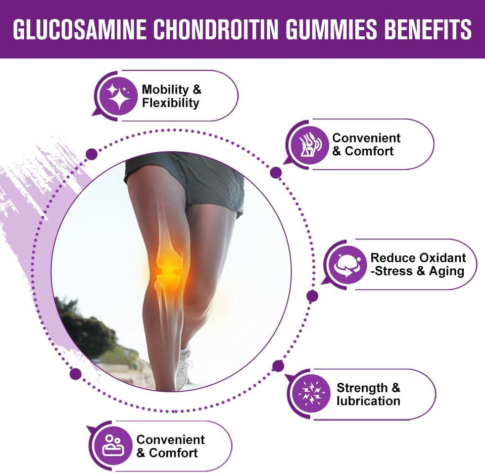 Glucosamine Chondroitin Gummies With Msm & Elderberry  Extra Strength Mobility & Flexibility Support, Antioxidant Immune Supplement For Women & Men