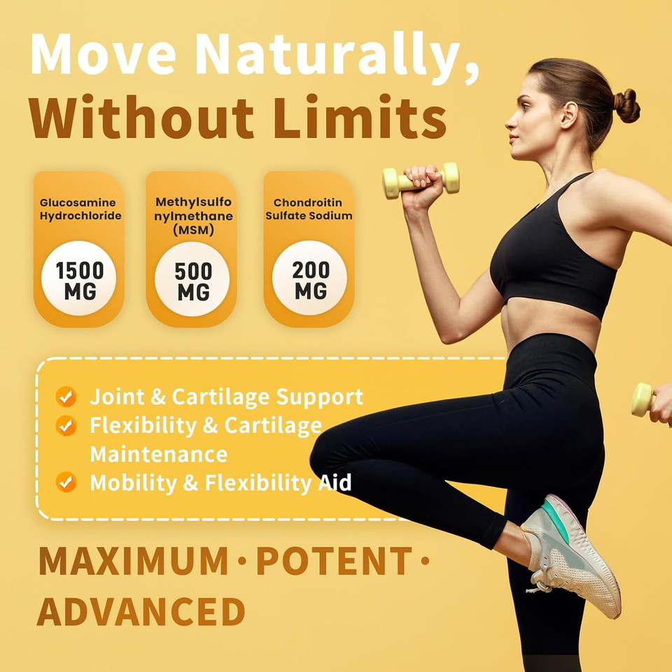 Glucosamine Chondroitin Msm + Collagen - Extra Strength Joint Support Supplement With Enzyme Blend For Absorption  Flexibility, Mobility & Immune Support -Best For Women & Men  120 Gummies